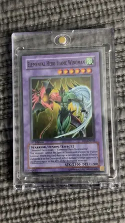 Yugioh Elemental Hero Flame Wingman DP1-EN010 Super Rare 1st Edition NM - Image 1