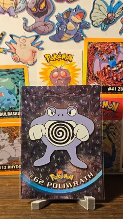 1999 Topps TV Series #62 Poliwrath Flames Card Pokemon TCG Foil Black Label - LP - Image 1