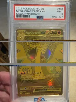 2025 Pokemon Phantasmal Flames #130 Mega Charizard X Ex Hyper Rare Gold PSA 9 - Image 1