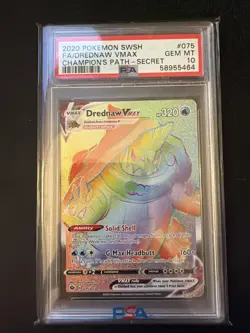 POKEMON PSA 10 GEM MINT 2020 Champion's Path Drednaw VMAX 075/073 Secret Rare - Image 1