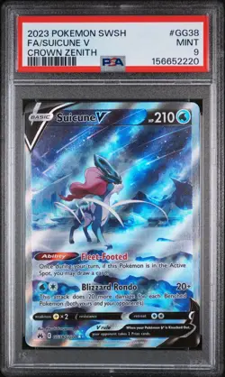 2023 Pokemon SWSH Crown Zenith Suicune V Galarian Gallery #GG38/GG70 PSA 9 - Image 1