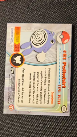 1999 Topps TV Series #61 Poliwhirl Flames Card Pokemon TCG Foil Black Label - LP - Image 3