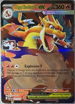 Pokemon TCG Mega Charizard Y ex Play Stamp ASC 022/217 Prize Pack Series 9 NM - Image 1