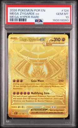 LOW POP 2026 POKEMON-PERFECT ORDER MEGA HYPER RARE #124 MEGA ZYGARDE EX PSA 10 - Image 1