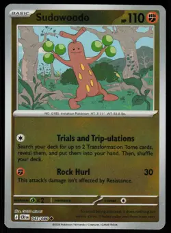 Sudowoodo 043/086 Uncommon Chaos Rising Pokemon Reverse Holo Near Mint - Image 1