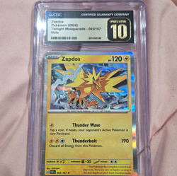 CGC Pristine 10 Zapdos Holo 065/167 Twilight Masquerade 2024 English Rare - Image 1