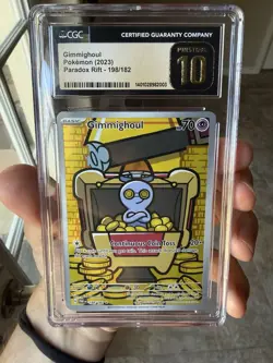 Pokemon TCG 2023 Paradox Rift Gimmighoul CGC Pristine 10 EN Holo 198/182 - Image 1