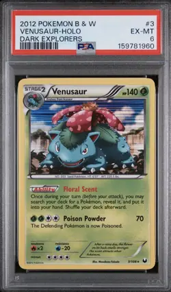2012 POKEMON BLACK & WHITE DARK EXPLORERS #3 VENUSAUR-HOLO DARK EXPLORERS PSA 6 - Image 1