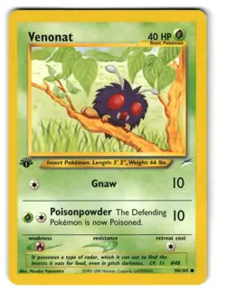 Venonat 90/105 1st Edition Common Neo Destiny Pokemon HP - Image 1