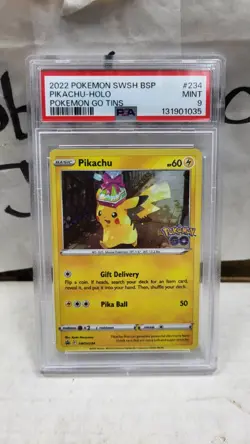 2022 PIKACHU HOLO POKEMON GO TINS BLACK STAR PROMO POKEMON TCG PSA 9 #SWSH234 - Image 2
