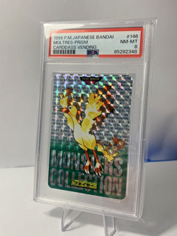 1996 POKEMON JAPANESE BANDAI CARDDASS VENDING #146 MOLTRES PRISM PSA 8 - Image 2