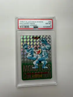 1996 Japanese Bandai Machamp Prism Carddass Vending PSA 8 - Image 1