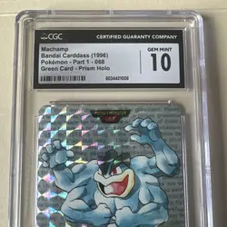 1996 Pokemon JP Bandai Carddass Vending Machamp Green Prism #68 CGC 10 🔥 - Image 3