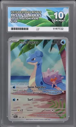 Pokemon TCG Destined Rivals Misty's Lapras Full Art Card 194/182 Ace 10 Gem Mint - Image 1