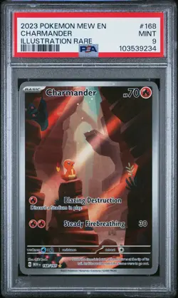 2023 Pokemon Mew En-151 #168 Charmander Illustration Rare PSA 9 - Image 1