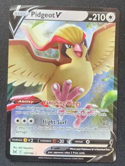 Pidgeot V 137/196 Lost Origin Ultra Rare Holo Pokemon TCG Card NM - Image 1