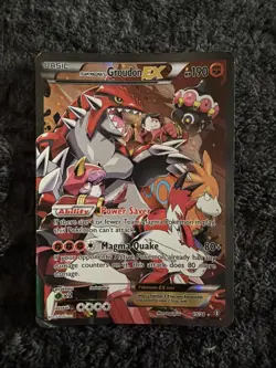 Pokemon TCG Team Magma's Groudon EX Holo Full Art Rare Card 15/34 DAMAGED - Image 1