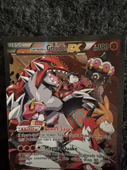 Pokemon TCG Team Magma's Groudon EX Holo Full Art Rare Card 15/34 DAMAGED - Image 3