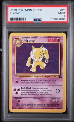 1999 Pokemon Fossil Hypno #23 PSA 9 - Image 1