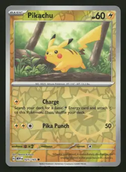 Pikachu 025/165 151 Common Reverse Holo Near Mint - Image 1