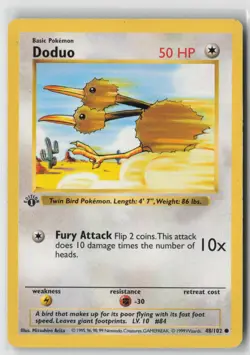 Doduo 48/102 Common Base Set Shadowless Pokemon 1st Edition Moderately Played - Image 1