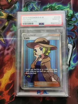 PSA 10 Lady SV86/SV94 Hidden Fates 2019 Shiny Vault Full Art Pokemon Card TCG - Image 1