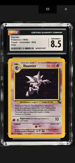 Pokemon Fossil Unlimited Haunter Holo cgc 8.5 - Image 1