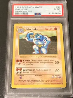 Pokemon Card Machoke 34/102 Shadowless Base Set Graded PSA 9 MINT - Image 1