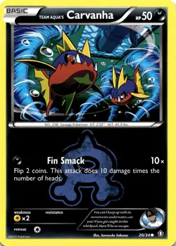 Pokemon Team Aqua's Carvanha 20/34 Double Crisis Non Holo LP - Image 1