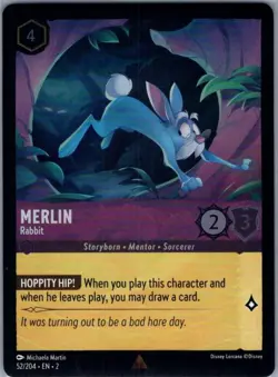 Merlin - Rabbit 52/204 Foil Rise of the Floodborn - Lorcana - NM - Image 1