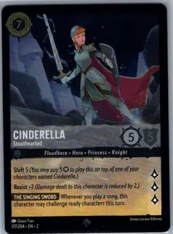Cinderella - Stouthearted 177/204 Foil Rise of the Floodborn - Lorcana - NM - Image 1