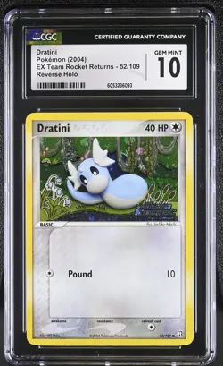 CGC 10 Dratini EX Team Rocket Returns 52/109 Reverse Holo STAMPED Pokemon Card - Image 1
