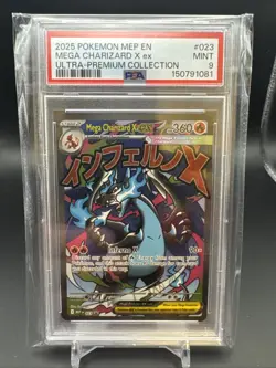 2025 POKEMON MEP EN-ME BLACK STAR PROMO #023 MEGA CHARIZARD X EX PSA 9 - Image 1