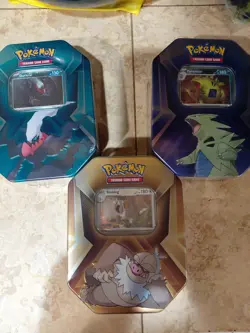 Pokemon TCG Triple Whammy Collector Tins Lot of 3, Complete, SEALED - Image 1