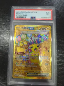 2024 POKEMON SSP EN-SURGING SPARKS HYPER RARE #247 PIKACHU EX PSA 9 - Image 1