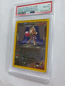 Pokemon 2003 Reverse Holo #9 Winner Promo Card Rockets Hitmonchan - Image 3