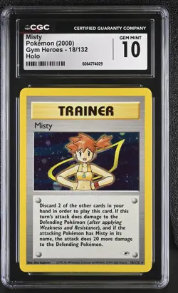 CGC 10 GEM MINT Misty 2000 Gym Heroes 18/132 Holo Pokemon Card - Image 1