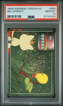 PSA 10 GEM MINT Bellsprout Vs. Meowth #069 Topsun Carddass Pokemon 1998 POP 11 - Image 1