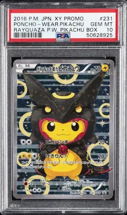 2016 POKEMON JPN XY PROMO #231 PONCHO-WEARING PIKACHU PSA 10 - Image 1