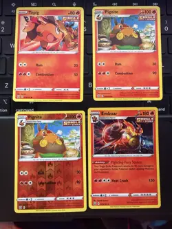 Pokemon TCG Tepig Pignite Emboar Lot (4) Reverse Holo Regular Battle Styles NM - Image 1