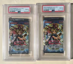 Yu-Gi-Oh Legacy of Darkness LOD 2003 1st Edition Booster 2 Packs, PSA 8 NM - Image 1