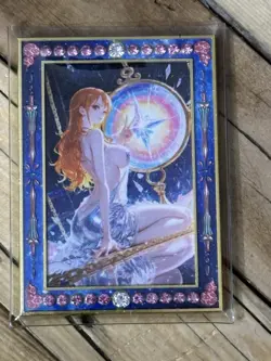 One Piece CCG Goddess Nami Metal Card - Peace Sign Oval Rainbow /50 - Image 1