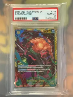 One Piece PRB02 Roronoa Zoro SEC OP06-118 PSA 10 GEM MT - Image 1