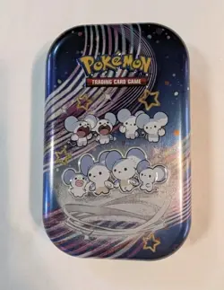 Pokemon TCG Maushold Paldean Fates Mini Tin With Sticker and Art Card Pokemon - Image 1