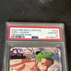 2024 One Piece OP09 EN Treasure Rare #004 Zoro-Juurou PSA 10 GEM MINT - Image 2