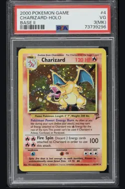 Pokemon 2000 Game Base II Charizard Holo 4/130 PSA 3 (mk) Base Set 2 RARE!!! - Image 1