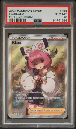 PSA 10 Klara Chilling Reign 194 Holo Pokemon Graded Slab Trainer GEM MT - Image 3
