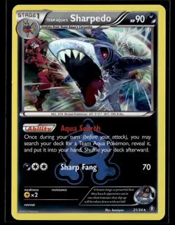 Team Aqua's Sharpedo 21/34 Double Crisis Rare Holo Pokemon - Image 1
