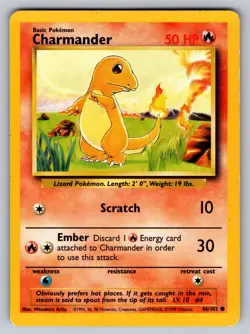 CHARMANDER 46/102 COMMON BASE SET UNLIMITED POKEMON LIGHTLY PLAYED - Image 1