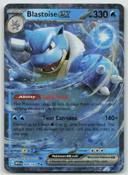 Pokemon Blastoise ex 009/165 151 Double Rare Holo NM - Image 1